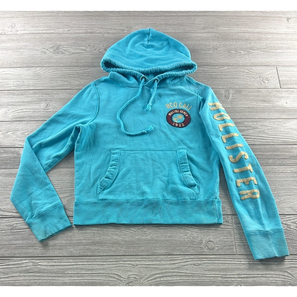 Vintage Hollister California HCO Graphic Hoodie Pullover Light Blue Womens Small